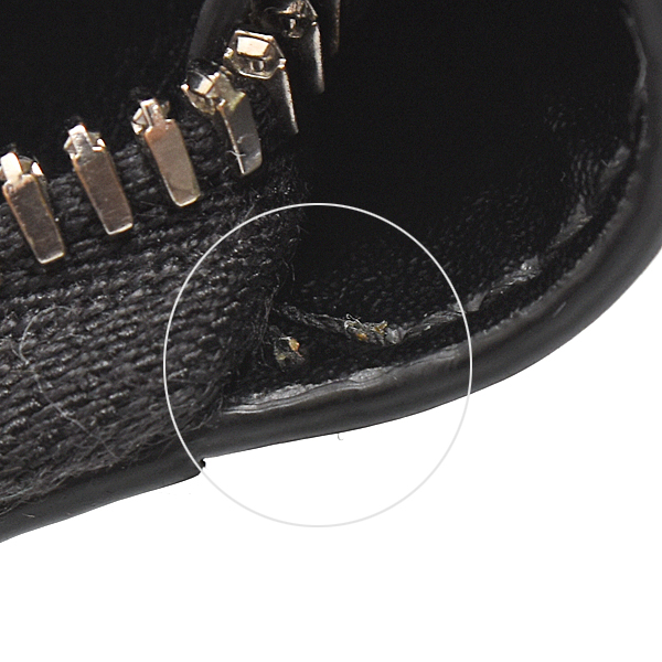 ボッテガヴェネタ 財布 メンズ レディース カセット ジップアラウンド ウォレット マキシイントレチャート カーフスキン ブラック BOTTEGA VENETA 中古