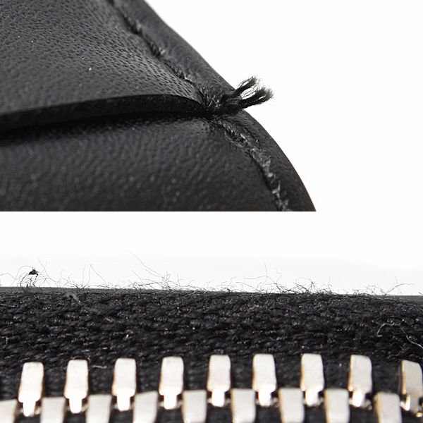 ボッテガヴェネタ 財布 メンズ レディース カセット ジップアラウンド ウォレット マキシイントレチャート カーフスキン ブラック BOTTEGA VENETA 中古