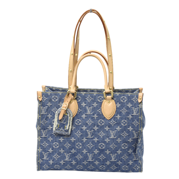 ルイヴィトン オンザゴーMM モノグラムデニム トートバッグ ショルダーバッグ 2WAY ブルー M46871 Louis Vuitton 中古
