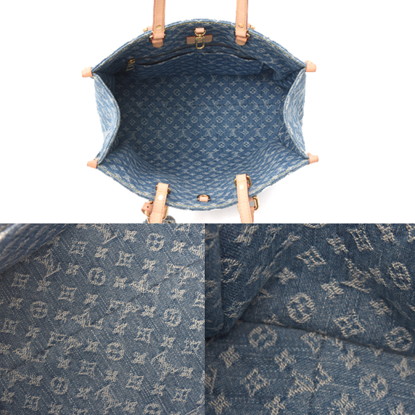 ルイヴィトン オンザゴーMM モノグラムデニム トートバッグ ショルダーバッグ 2WAY ブルー M46871 Louis Vuitton 中古