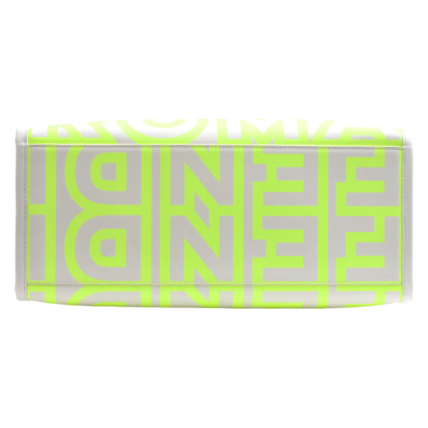 フェンディ バッグ レディース メンズ サンシャイントート ショルダー マークジェイコブスコラボ レザー 蛍光イエロー×グレー FENDI 8BH386 中古