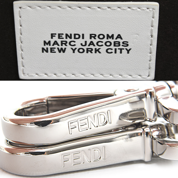 フェンディ バッグ レディース メンズ サンシャイントート ショルダー マークジェイコブスコラボ レザー 蛍光イエロー×グレー FENDI 8BH386 中古