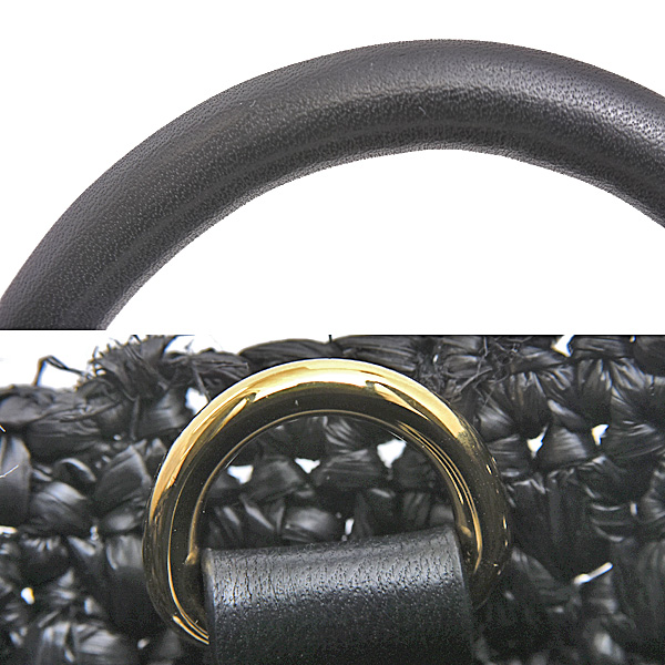 ロエベ バッグ レディース スタンダード A5トート ミニ ショルダー 2WAY ポシェット ラフィア カーフ ブラック LOEWE A563S30X09 中古