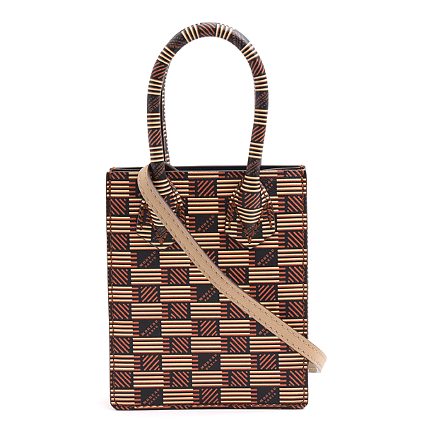 モローパリ バッグ レディース 2WAY ハンドバッグ モロープリント ミニトート カーフ ブラウン MOREAU PARIS 013CLUU 中古