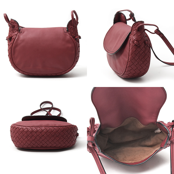 ボッテガヴェネタ バッグ レディース イントレチャート ノディーニ ポシェット ショルダーバッグ ラムスキン レッド系 B08035720Z BOTTEGA VENETA 中古