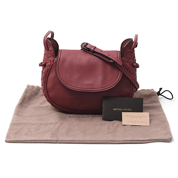ボッテガヴェネタ バッグ レディース イントレチャート ノディーニ ポシェット ショルダーバッグ ラムスキン レッド系 B08035720Z BOTTEGA VENETA 中古