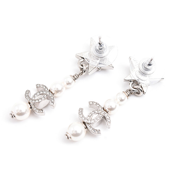 シャネル ピアス レディース スターモチーフ ココマーク フェイクパール ラインストーン B20P 真鍮 CHANEL 中古