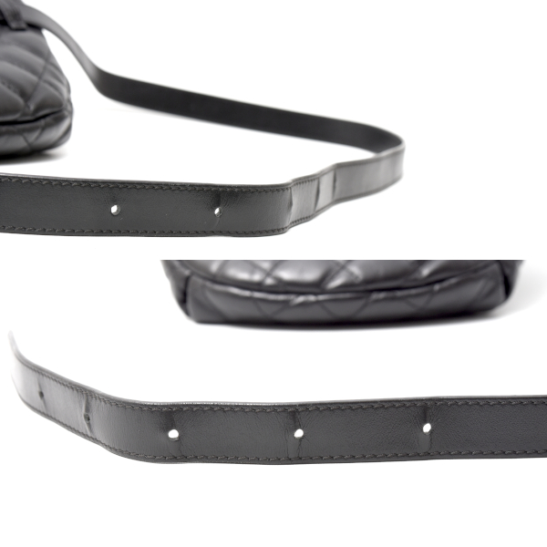 シャネル ウエストバッグ ボディバッグ マトラッセ シャネルユニフォーム ベルトバッグ ポーチ カーフレザー ブラック CHANEL 中古