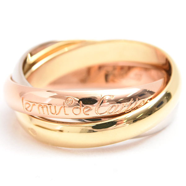 カルティエ 指輪 レディース トリニティ リング 3.3mm幅 53号 ゴールド Cartier 750YG×WG×PG 中古