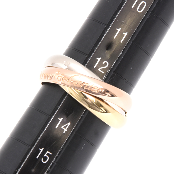 カルティエ 指輪 レディース トリニティ リング 3.3mm幅 53号 ゴールド Cartier 750YG×WG×PG 中古