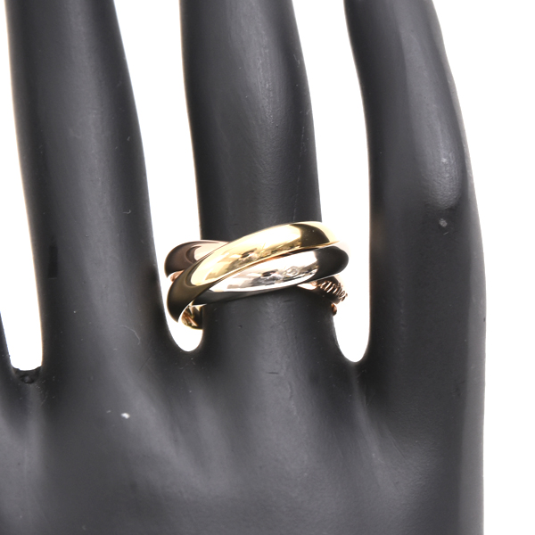 カルティエ 指輪 レディース トリニティ リング 3.3mm幅 53号 ゴールド Cartier 750YG×WG×PG 中古