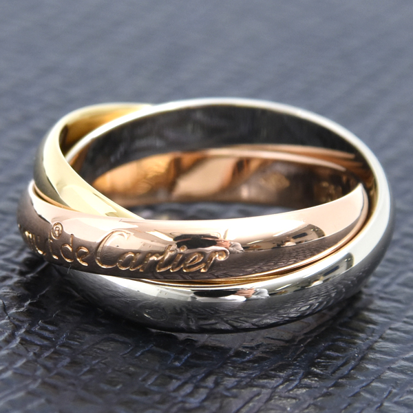 カルティエ 指輪 レディース トリニティ リング 3.3mm幅 53号 ゴールド Cartier 750YG×WG×PG 中古