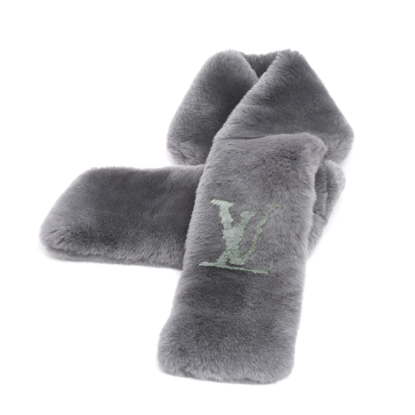 ルイヴィトン メンズ レディース 服飾小物 エシャルプ レックス マフラー スカーフ ラビットファー グレー系 MP0035 Louis Vuitton 中古