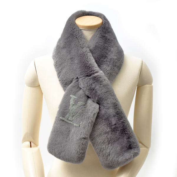 ルイヴィトン メンズ レディース 服飾小物 エシャルプ レックス マフラー スカーフ ラビットファー グレー系 MP0035 Louis Vuitton 中古