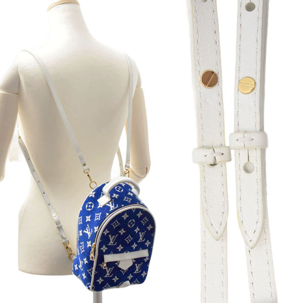 ルイヴィトン バッグ レディース メンズ パームスプリングス MINI バックパック モノグラムジャカード レザー ブルー Louis Vuitton M46207 中古