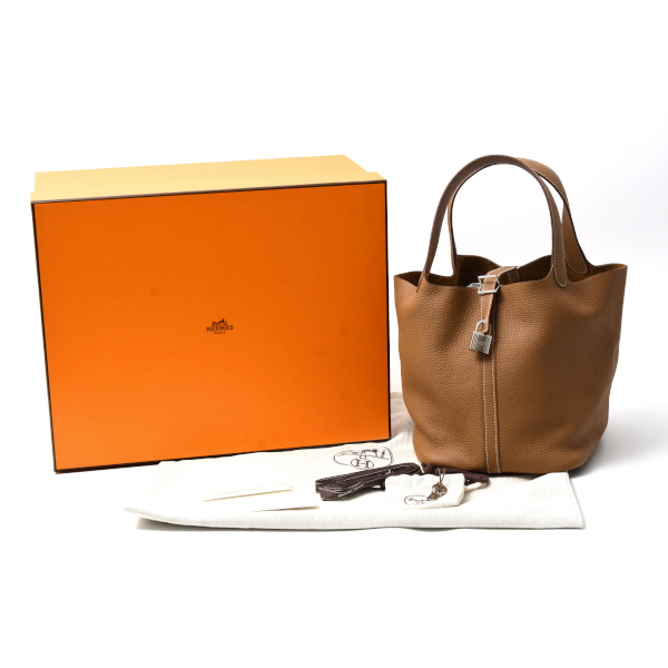 エルメス バッグ ピコタンロック MM 22 トリヨンクレマンス ハンドバッグ トートバッグ シルバー金具 Z刻印 ゴールド ブラウン レディース HERMES 未使用展示品