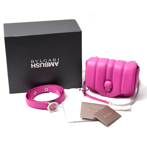 ブルガリ セルペンティ ベルトバッグ アンブッシュ AMBUSH コラボ レザー パープル レディース BVLGARI 290350 中古