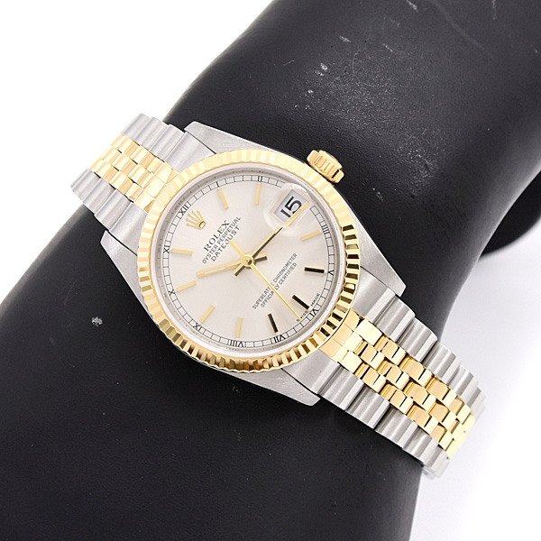 ロレックス 時計 ユニセックス デイトジャスト31 自動巻 A番 シルバー文字盤 SS×YG ROLEX 78273 中古