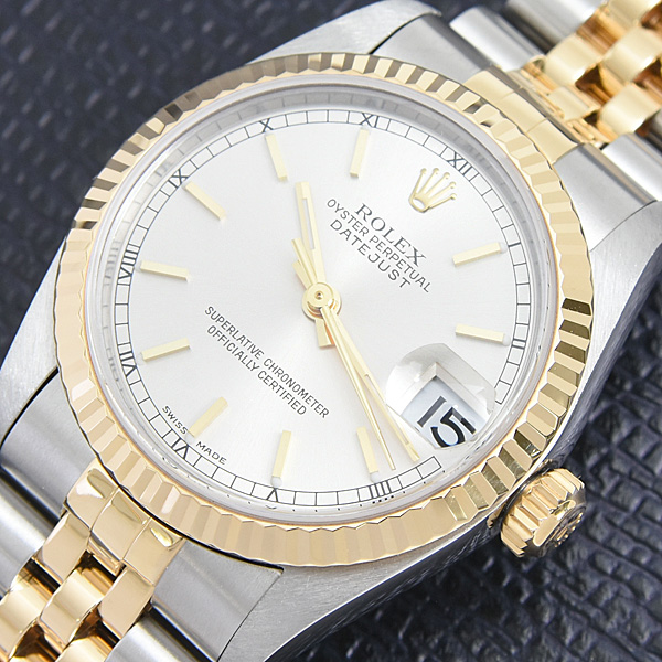 ロレックス 時計 ユニセックス デイトジャスト31 自動巻 A番 シルバー文字盤 SS×YG ROLEX 78273 中古
