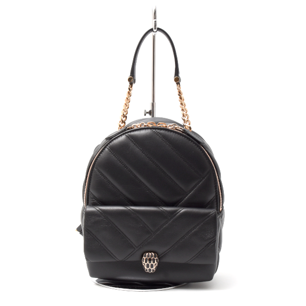 ブルガリ バッグ セルペンティ カボション ミニ バックパック リュック レザー ブラック レディース BVLGARI 中古