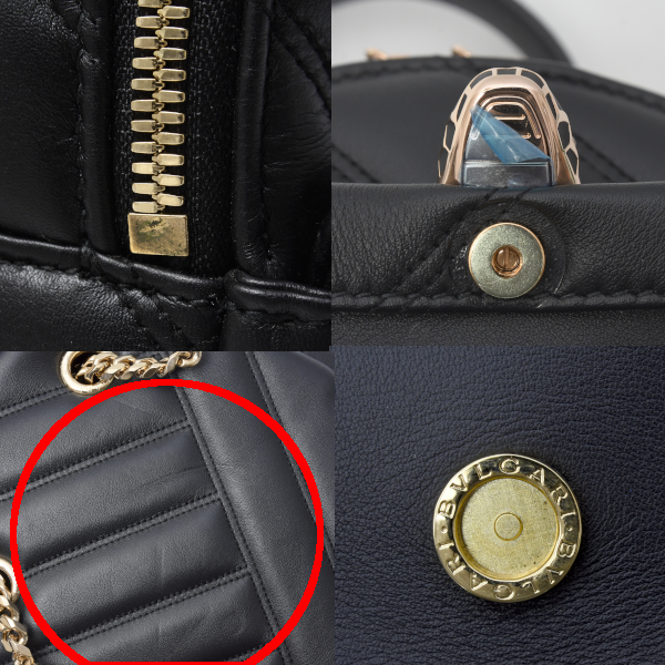 ブルガリ バッグ セルペンティ カボション ミニ バックパック リュック レザー ブラック レディース BVLGARI 中古