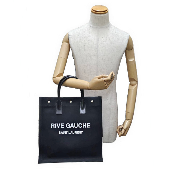 サンローラン バッグ メンズ リヴゴーシュ トート ハンド キャンバス ブラック ビッグトート 大容量 A4サイズ SAINT LAURENT 632539 中古