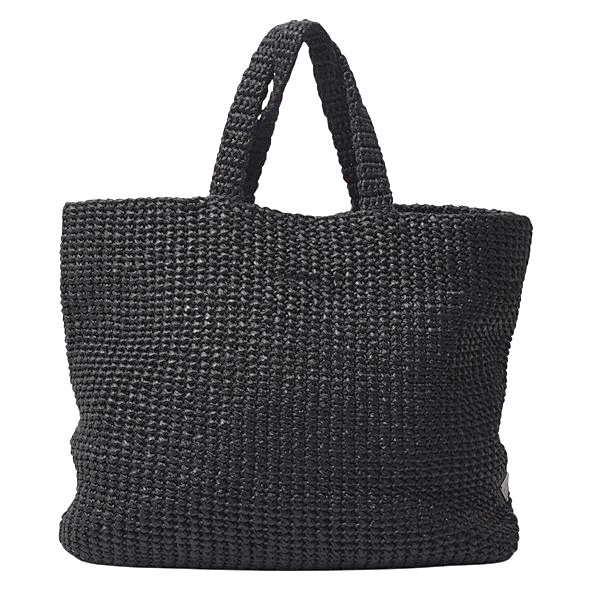 プラダ バッグ レディース ロゴ入りトートバッグ カゴバッグ ラフィア ウィッカー ブラック PRADA 1BG392 中古