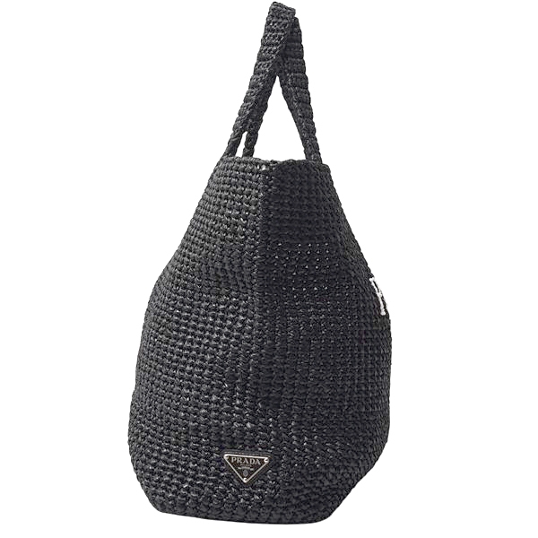 プラダ バッグ レディース ロゴ入りトートバッグ カゴバッグ ラフィア ウィッカー ブラック PRADA 1BG392 中古