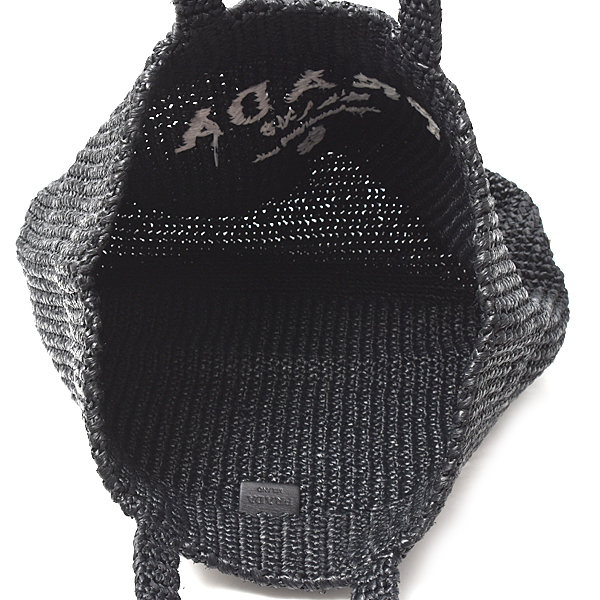 プラダ バッグ レディース ロゴ入りトートバッグ カゴバッグ ラフィア ウィッカー ブラック PRADA 1BG392 中古
