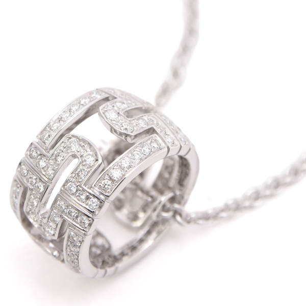 ブルガリ ネックレス レディース パレンテシ フルダイヤ ネックレス ホワイトゴールド BVLGARI 750WG 中古