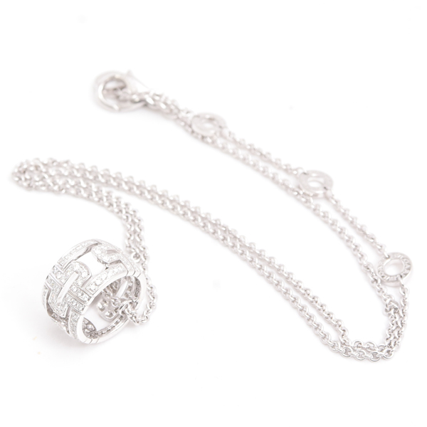 ブルガリ ネックレス レディース パレンテシ フルダイヤ ネックレス ホワイトゴールド BVLGARI 750WG 中古