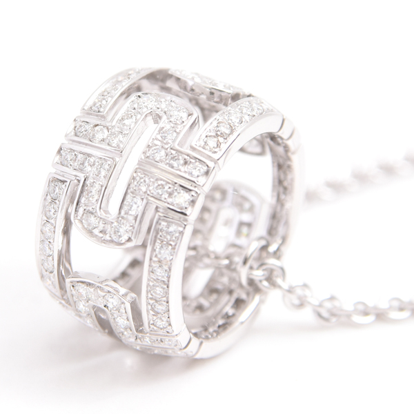 ブルガリ ネックレス レディース パレンテシ フルダイヤ ネックレス ホワイトゴールド BVLGARI 750WG 中古