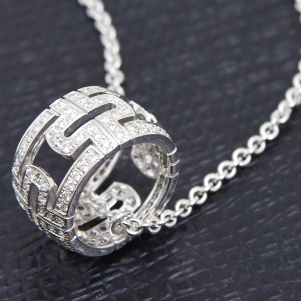 ブルガリ ネックレス レディース パレンテシ フルダイヤ ネックレス ホワイトゴールド BVLGARI 750WG 中古