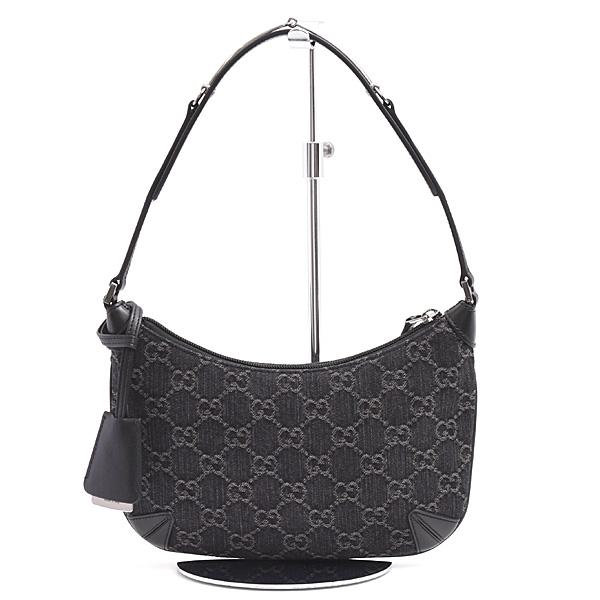 グッチ バッグ レディース GGデニム ホースビット スリム スモールショルダーバッグ ワンショルダーバッグ ブラック GUCCI 774719 中古