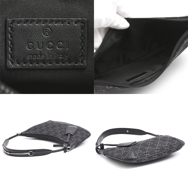 グッチ バッグ レディース GGデニム ホースビット スリム スモールショルダーバッグ ワンショルダーバッグ ブラック GUCCI 774719 中古