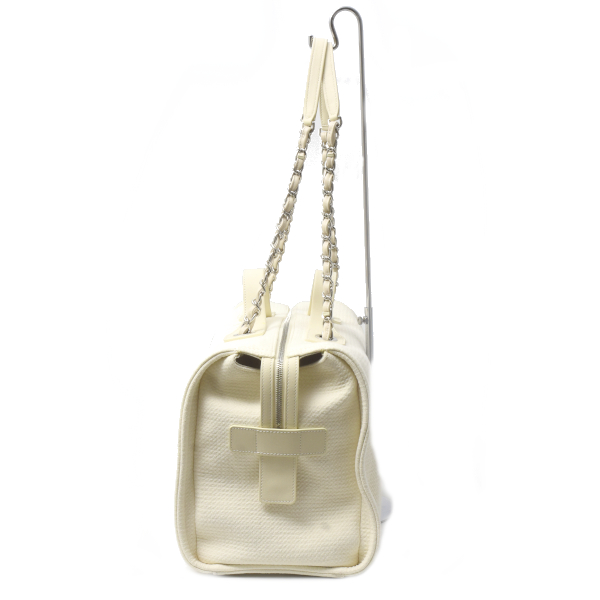 シャネル バッグ ドーヴィル ボストンバッグ ショルダーバッグ 2WAY キャンバス レザー アイボリー レディース CHANEL 中古
