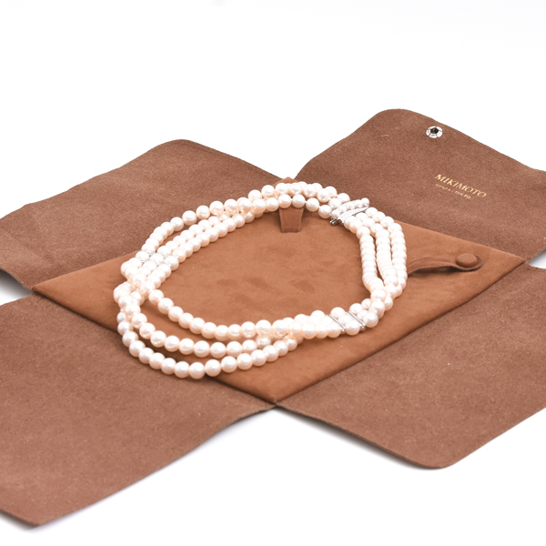 ミキモト ネックレス レディース 3連 パール ダイヤ ネックレス 7.5mm～7.9mm珠 1ctオーバー ホワイトゴールド MIKIMOTO K14WG 中古