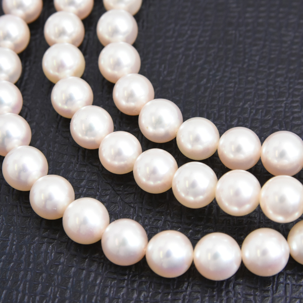 ミキモト ネックレス レディース 3連 パール ダイヤ ネックレス 7.5mm～7.9mm珠 1ctオーバー ホワイトゴールド MIKIMOTO K14WG 中古