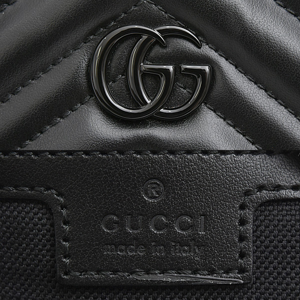 グッチ バッグ レディース メンズ GGマーモント ラージ トートバッグ シェブロン キルティングレザー ブラック GUCCI 739684 中古
