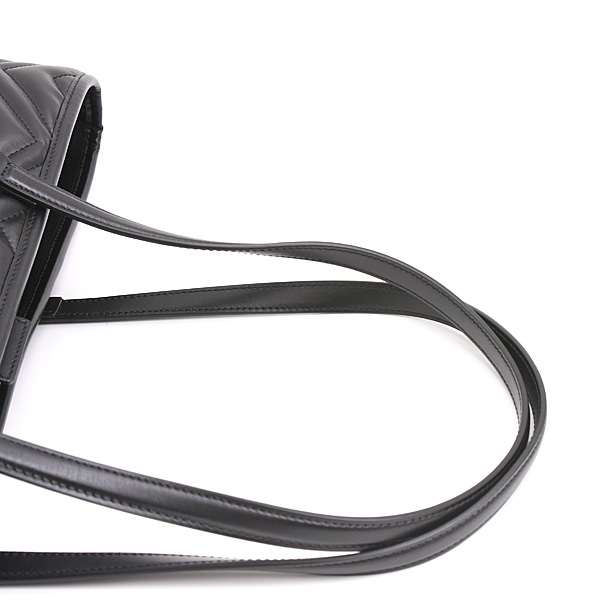 グッチ バッグ レディース メンズ GGマーモント ラージ トートバッグ シェブロン キルティングレザー ブラック GUCCI 739684 中古