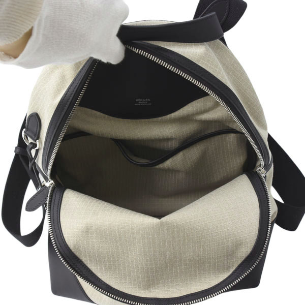 エルメス バッグ メンズ レディース サック アド オールバック バッグパック リュック B刻印 トワルビヴァーク×ヴォースイフト ベージュ系 HERMES 中古