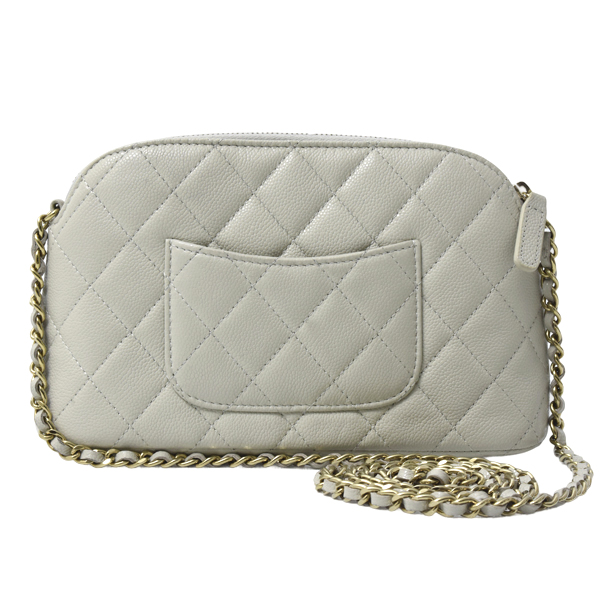シャネル バッグ レディース チェーンショルダーバッグ マトラッセ キャビアスキン グレー CHANEL AP4016 中古