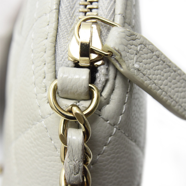 シャネル バッグ レディース チェーンショルダーバッグ マトラッセ キャビアスキン グレー CHANEL AP4016 中古