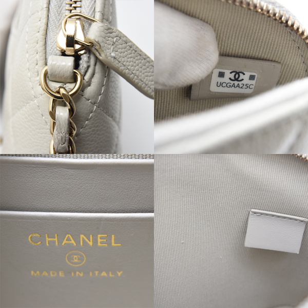 シャネル バッグ レディース チェーンショルダーバッグ マトラッセ キャビアスキン グレー CHANEL AP4016 中古