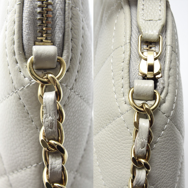 シャネル バッグ レディース チェーンショルダーバッグ マトラッセ キャビアスキン グレー CHANEL AP4016 中古