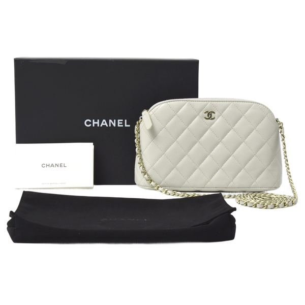 シャネル バッグ レディース チェーンショルダーバッグ マトラッセ キャビアスキン グレー CHANEL AP4016 中古