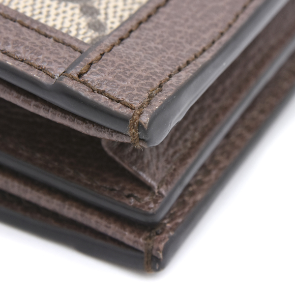 グッチ 財布 レディース GGスプリーム オフィディア 二つ折り財布 ミニウォレット レザー キャンバス ブラウン 523155 GUCCI 中古