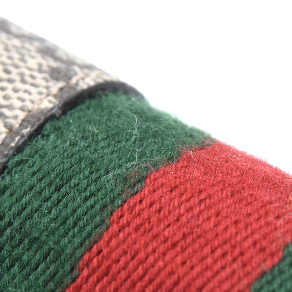 グッチ 財布 レディース GGスプリーム オフィディア 二つ折り財布 ミニウォレット レザー キャンバス ブラウン 523155 GUCCI 中古