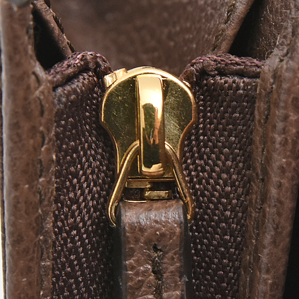 グッチ 財布 レディース GGスプリーム オフィディア 二つ折り財布 ミニウォレット レザー キャンバス ブラウン 523155 GUCCI 中古