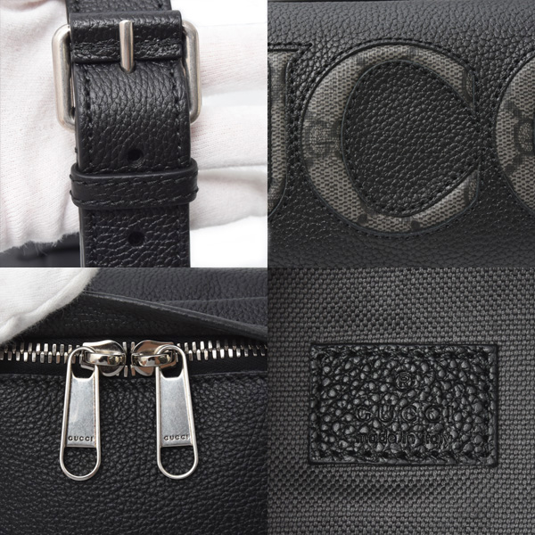 グッチ バッグ レディース メンズ ボディバッグ ショルダー レザー ブラック GUCCI 768111 AACXC 中古